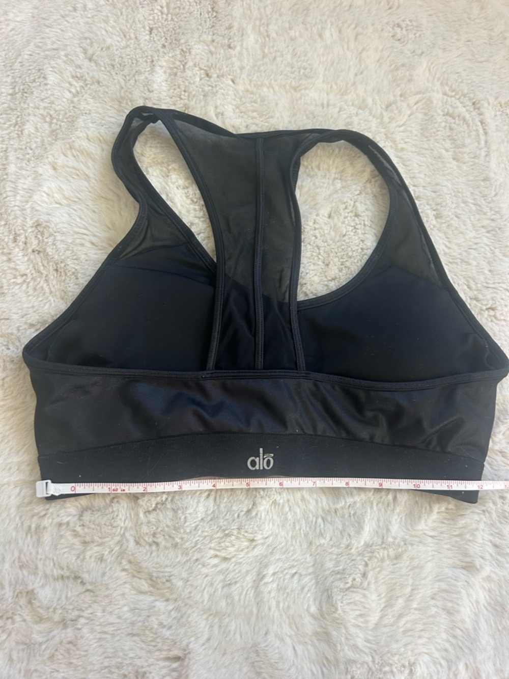 ALO Yoga Black Racerback Mesh-Back Sports Bra